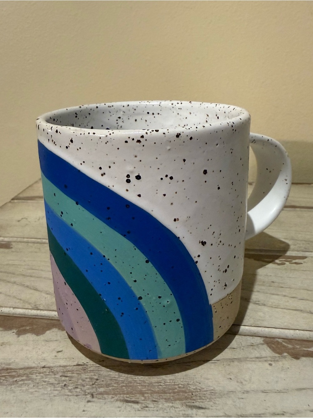 COMMUNE for Anthropologie Rainbow Speckled Ceramic Coffee Mug Cup Modern Boho